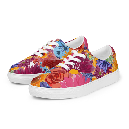 Women’s lace-up canvas shoes (Watercolor Flowers)