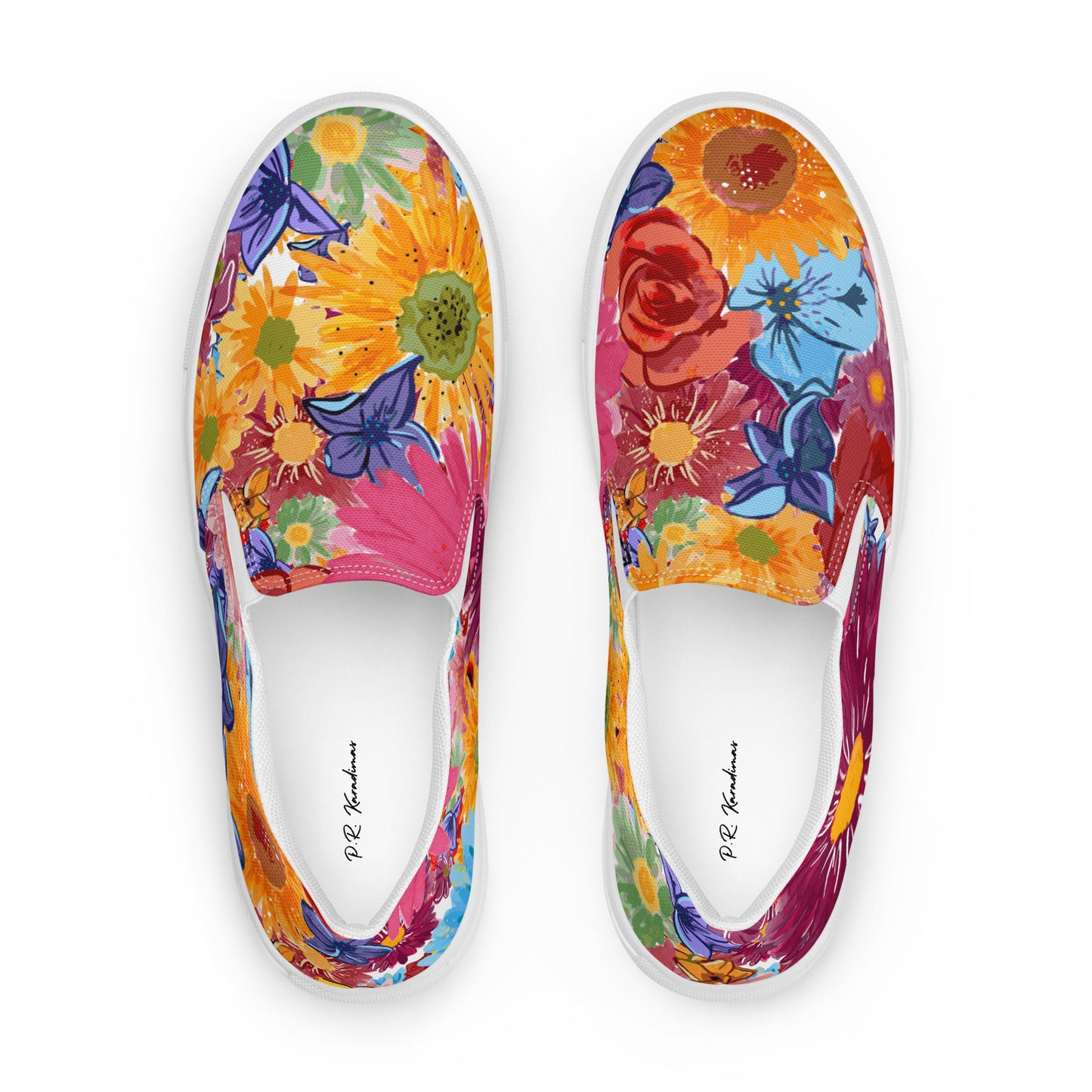 Women’s slip-on canvas shoes (Watercolor Flowers)