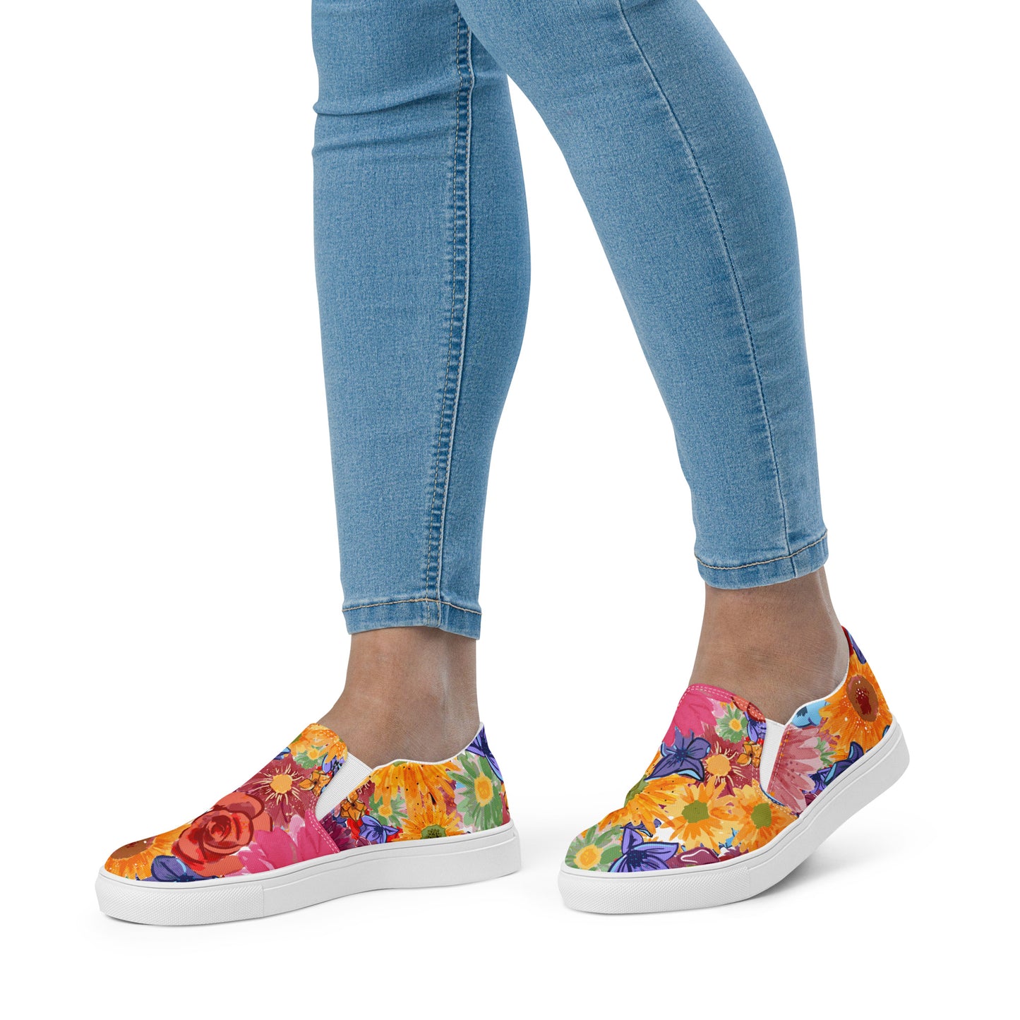 Women’s slip-on canvas shoes (Watercolor Flowers)