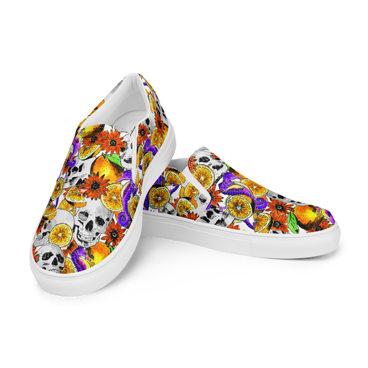 Women’s slip-on canvas shoes (Skulls & Oranges)