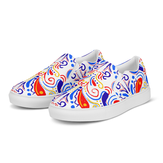 Women’s slip-on canvas shoes (Talavera-inspired|White)