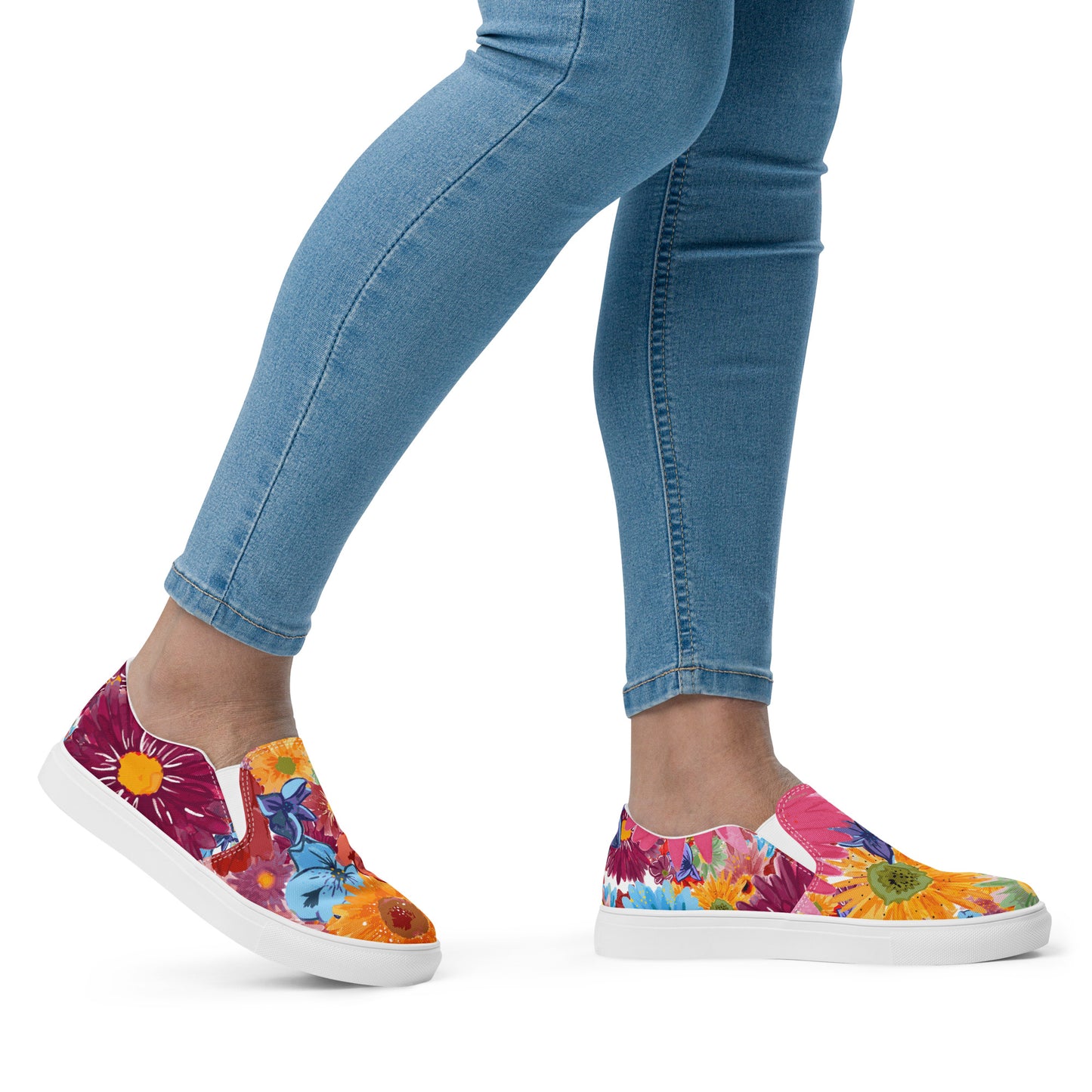 Women’s slip-on canvas shoes (Watercolor Flowers)