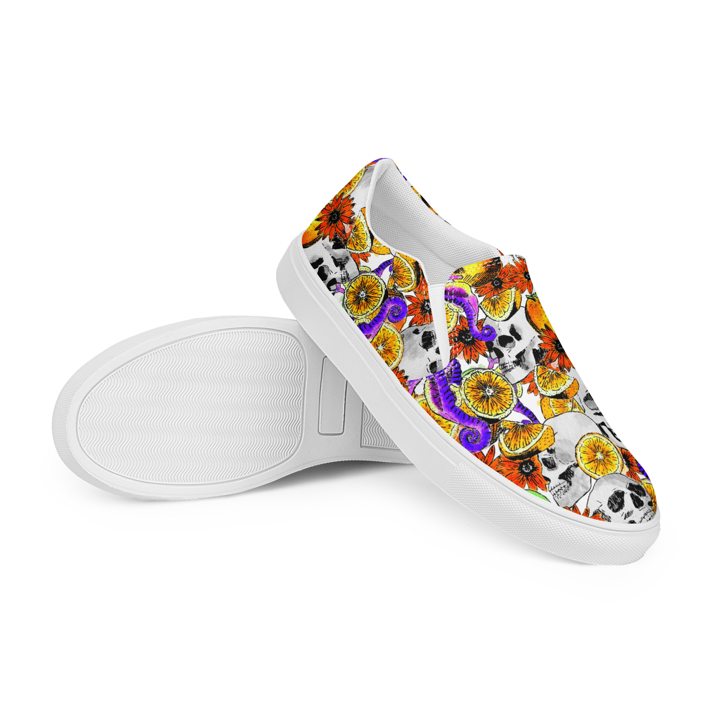 Women’s slip-on canvas shoes (Skulls & Oranges)