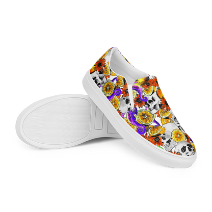 Women’s slip-on canvas shoes (Skulls & Oranges)