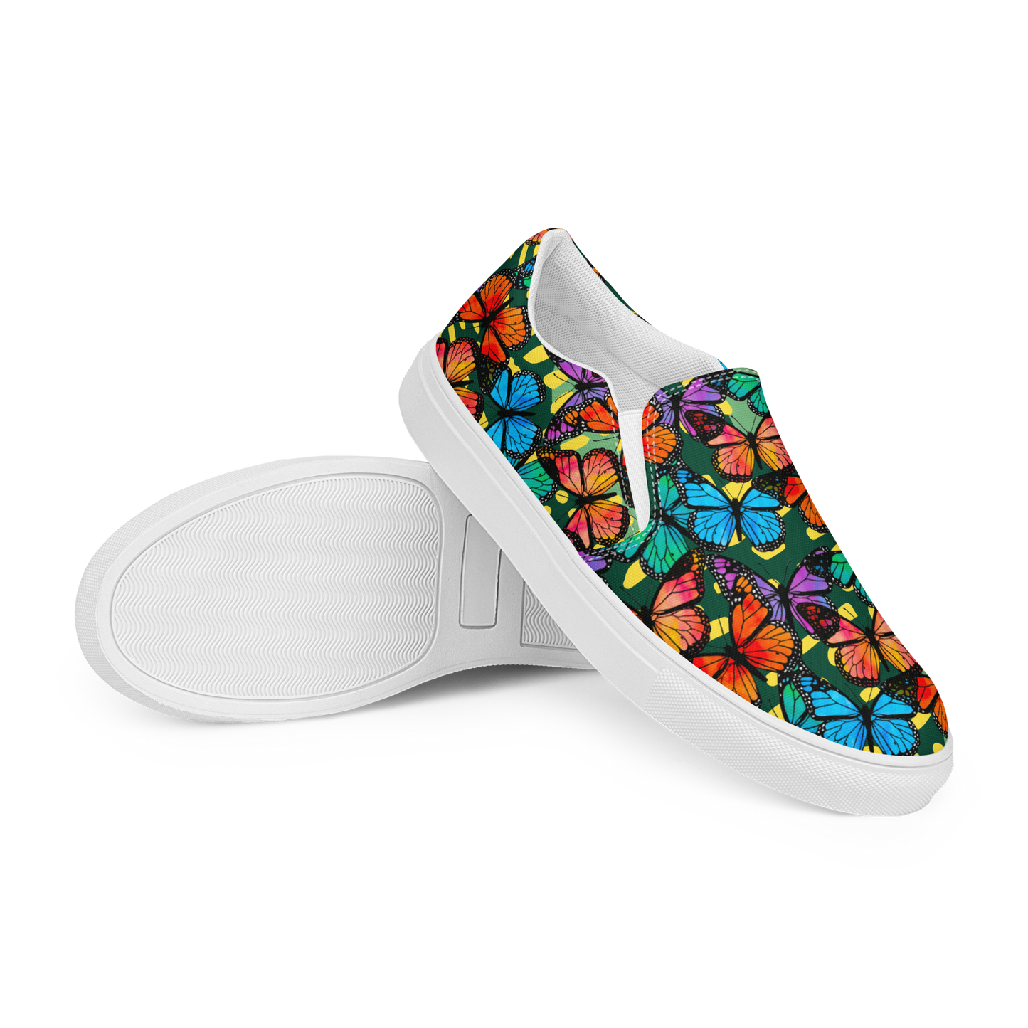 Women’s slip-on canvas shoes (Butterflies - Green)