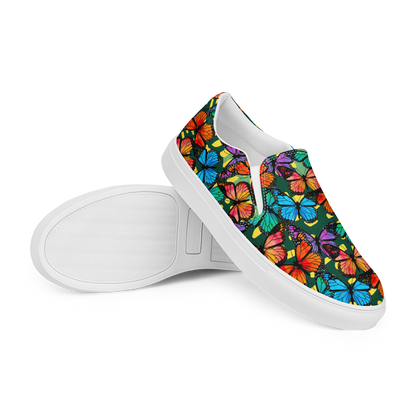 Women’s slip-on canvas shoes (Butterflies - Green)